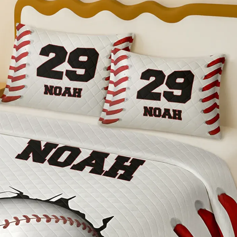 Personalized Baseball Bedding Set with Custom Name and Number Design