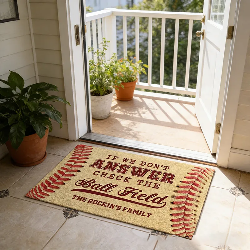 Personalized Baseball Doormat with Custom Family Name Perfect for Sports Fans
