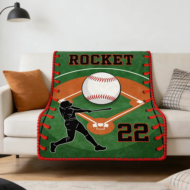 Personalized Baseball Blanket with Custom Name and Number Perfect Gift for Fans