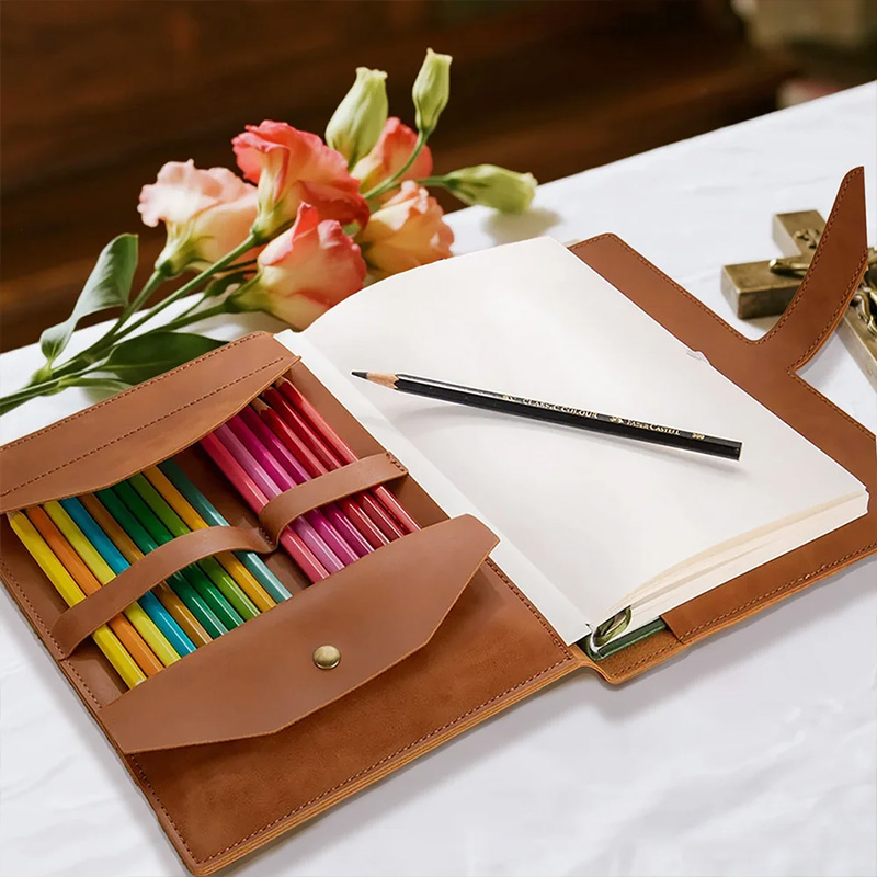 Personalized the Holy Bible Flower Portable A5 PU Leather Notebook Cover with Bible Chapter and Pocket Birthday Inspirational Gift for Christian