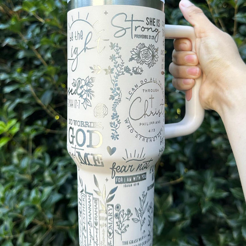Personalized Bible Verses 40oz Tumbler with Name and Straw Insulated Large Water Bottle Cup Holder Friendly Travel Mug Religious Gift for Her