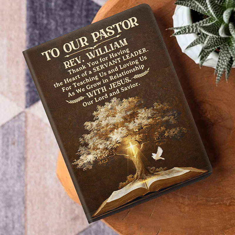 Personalized Blessed to Have You Tree of Life Bible Cardboard Notebook with Name to Our Pastor Appreciation Gift for Pastor Religious Christian Gift