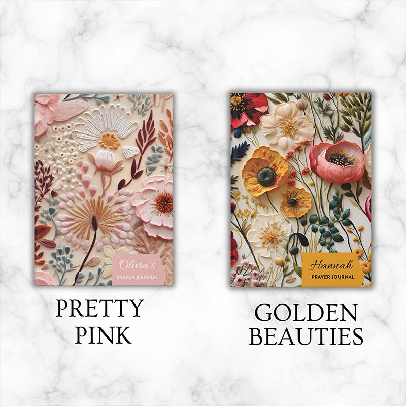 Personalized Elegant Floral A5 Prayer Journal Notebook with Name for Her Sermon Notes Gift for Christian Religious Gift for Women Mom Grandma