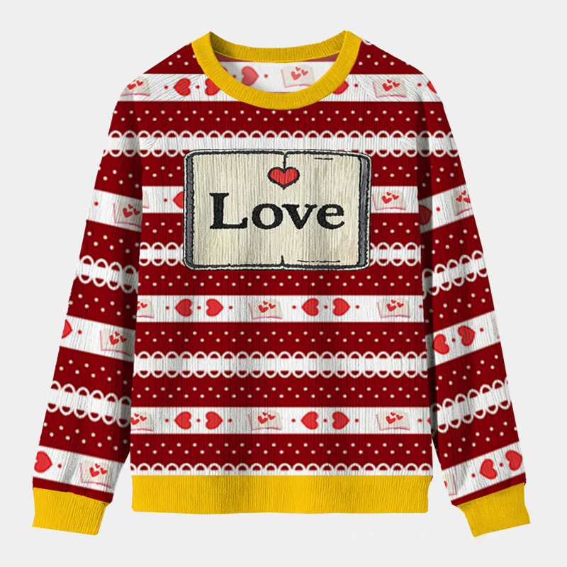 Personalized Bookish Love Heartfelt Ugly Sweater Holiday Gift for Book Lover