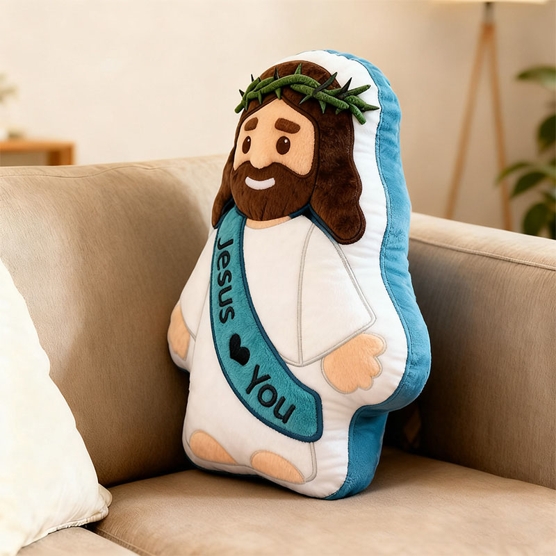 Personalized Cute Jesus Pillow with Sash Jesus Love You Custom Name Christian Jesus Pillow for Kids or Adults Religious Gift Prayer Corner Faith Gift