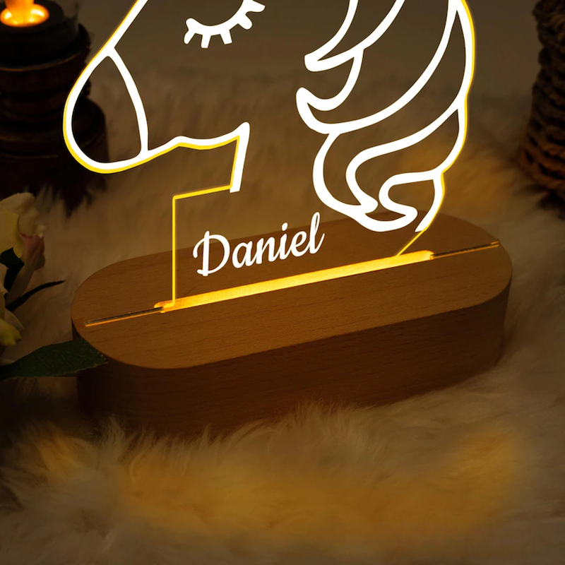 Personalized Dream Horse Night Light Light New Baby Girl Gift Kids Bedroom Lamp