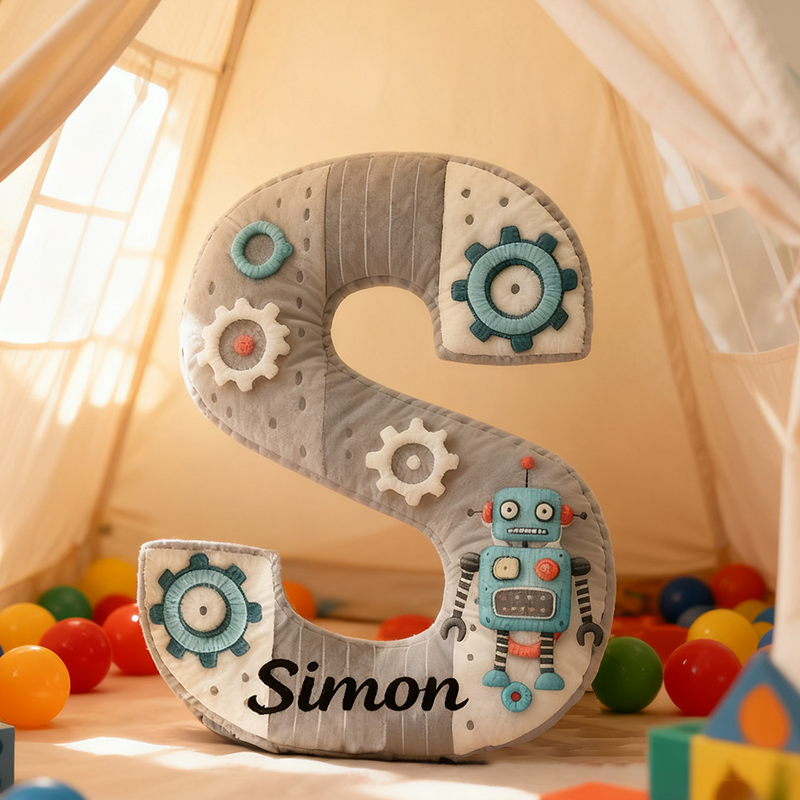 Personalized Graphic 3D Print Cute Letter Robot Pillow Customized Fun Children's Gift Pillows