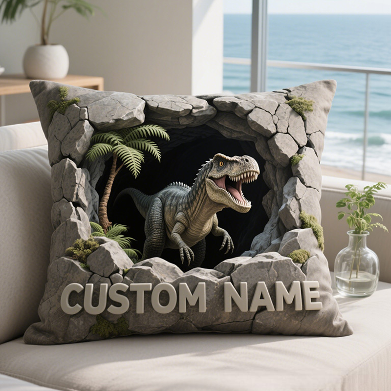 Personalized 3D Dinosaurs with Name Graphic 3D Print Pillow Christmas Gift for Kids Birthday Gift