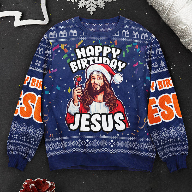 Personalized Go Jesus It's Your Birthday Christmas Ugly Sweater Religious Gift Christians Gift for Christmas Merry Christmas Gift Jesus Lovers Gift