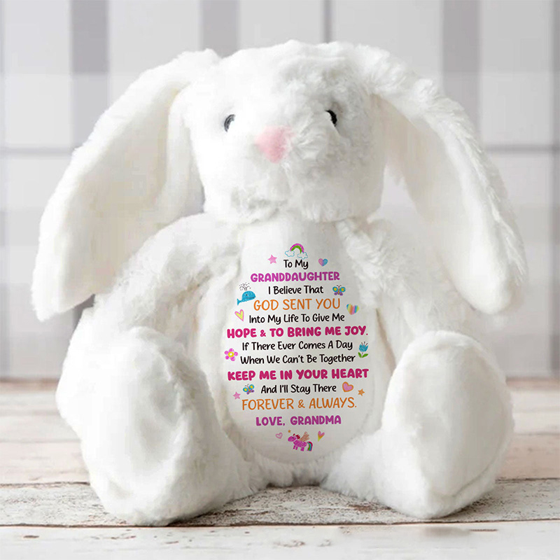 Personalized God Sent You into My Life to Give Me Hope and Joy Cute Rabbit Plush Stuffed Animal Toy with Title Granddaughter Gift from Grandma