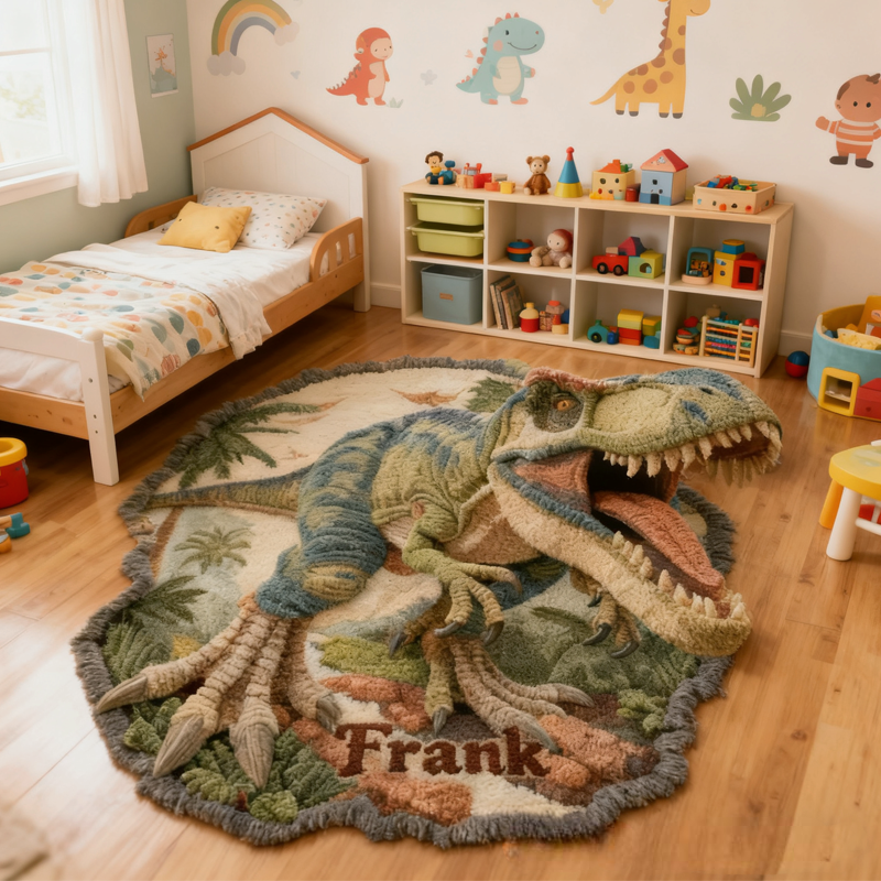 Personalized Dinosaur World with Name Soft Rug Carpet Christmas Gift for Kids Rug Birthday Gifts for Kids