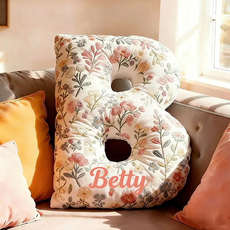 Personalized Flower Letter Pillow with Name Graphic 3D Print Custom Double Sided Pillow Gift for Kids Gardening Lovers Gift