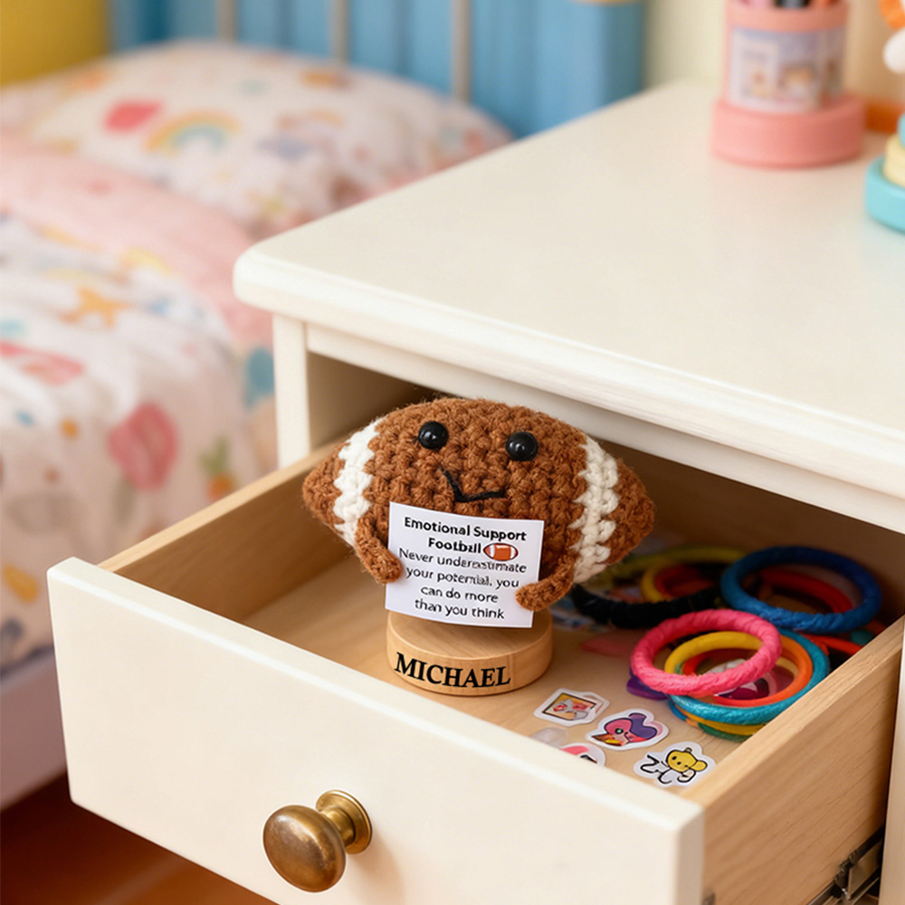 Personalized Emotional Support Football Toy with Custom Name Cheer Up Gifts For Football Team Players 