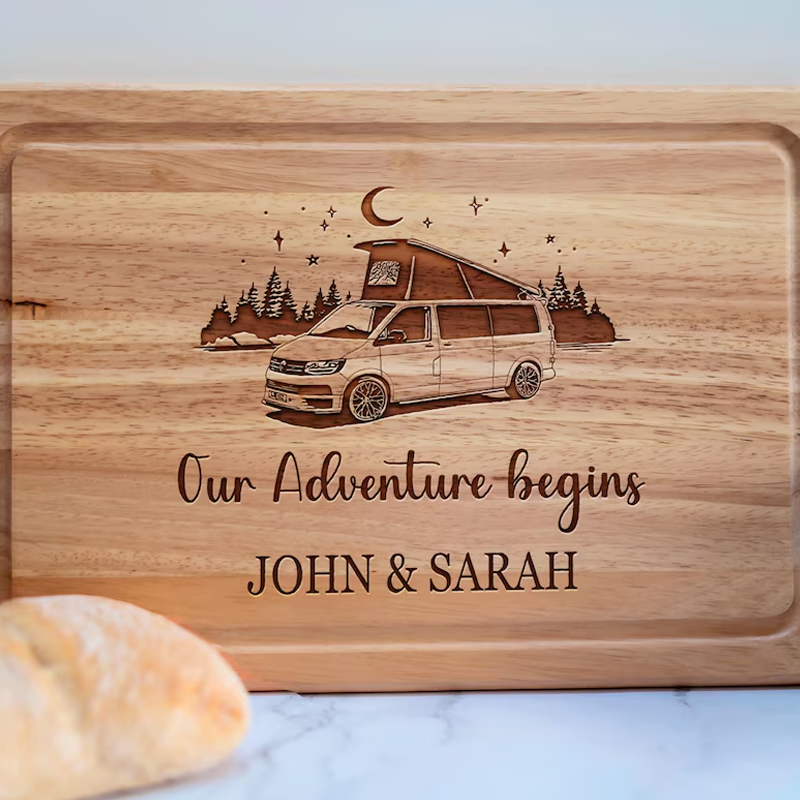 Personalised Transporter Camper Van Pop Top Campervan Chopping Board Gift Couple Outdoor Lovers Gift