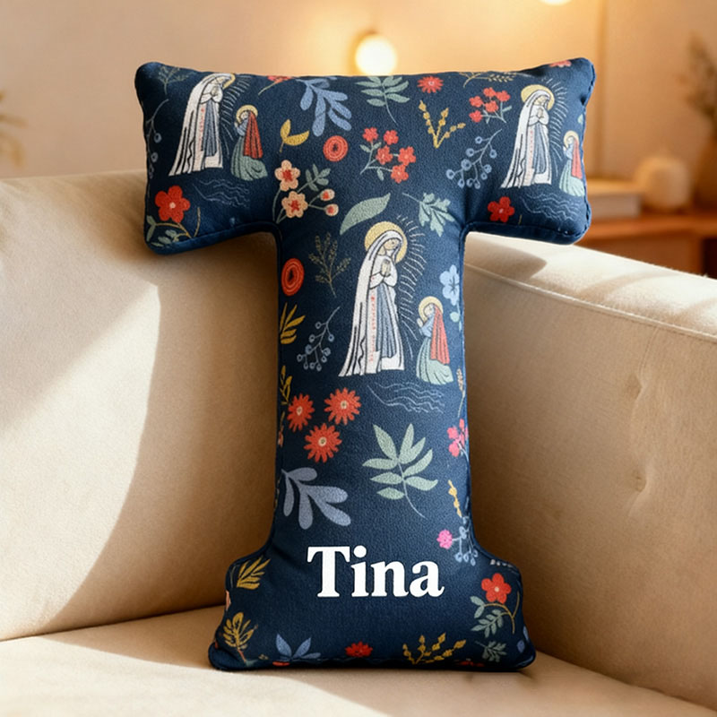 Personalized Our Lady of Guadalupe Letter Pillow with Custom Name Religious Home Decor Catholic Gift for Women Lourdes Graphic 3D Print Pillow