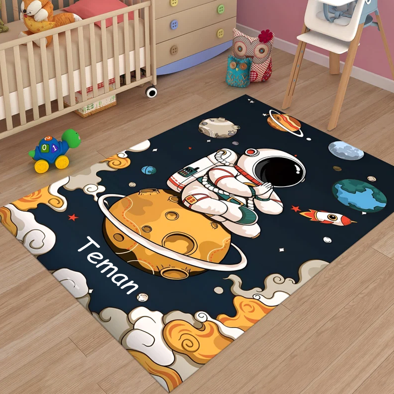 Personalized Astronaut Rug Space Rug Cute Space Decor Custom Kids Rug Gift for Kids Astronomy Enthusiasts