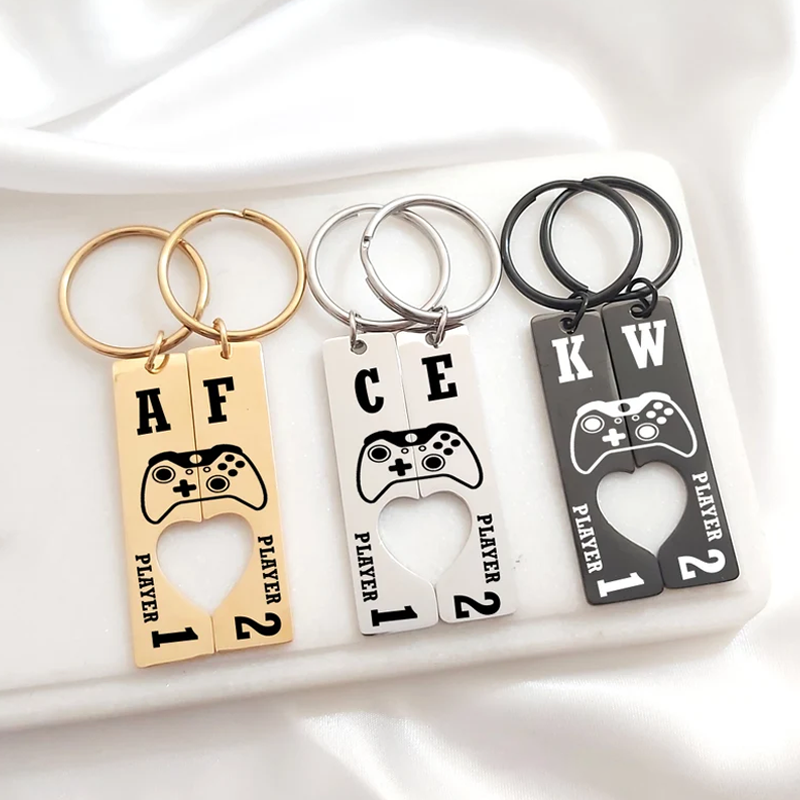 Personalized Custom Couples Keychains Funny Keychain Anniversary Gift for Boyfriend Valentines Day Gift for Him Geek Gamer Lover Gifts