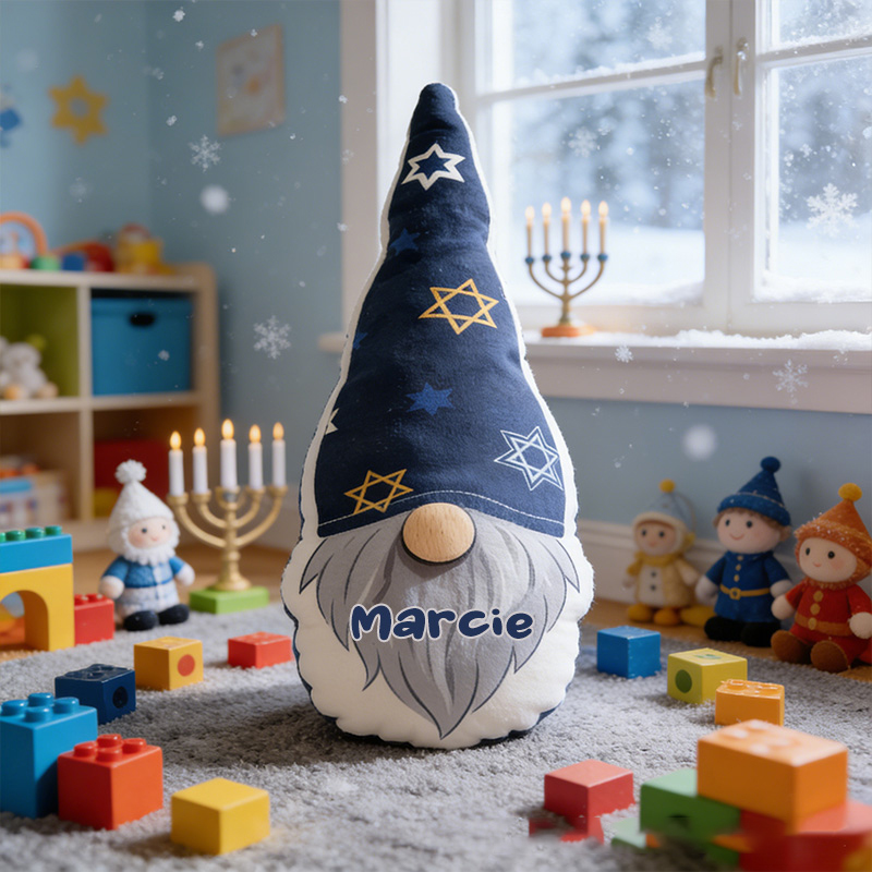 Personalized Cute Hanukkah Gnome Pillow with Custom Name Religious Home Decor Star of David Pillow Happy Hanukkah Gift for Jewish Family