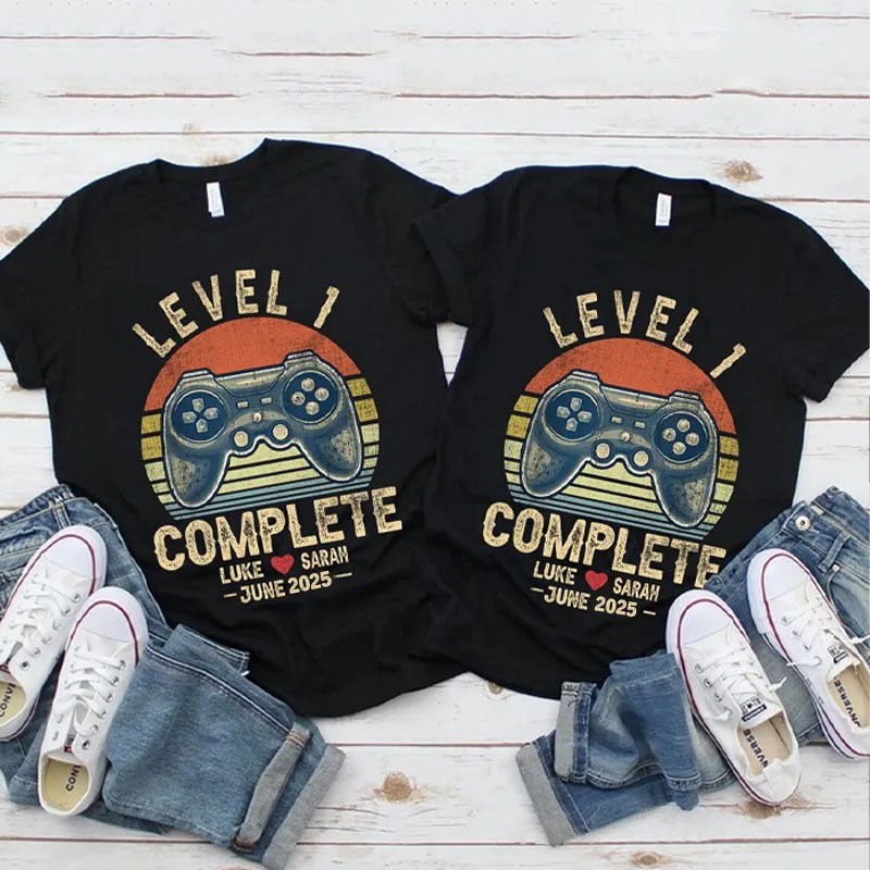 Personalized 1st Wedding Anniversary Gift for Husband Wife Gamer Husband Gift Retro Video Game Shirt Geeky Couple Gift