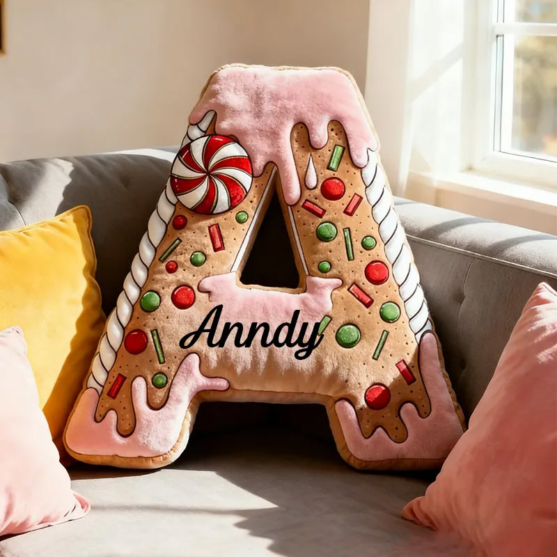 Personalized Cake Alphabet Throw Pillow Graphic 3D Print Letter Pillow Custom Kids Cookie Pillow with Name for Kids Birthday Gift