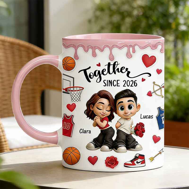 Personalized Couple’s Basketball Mug "Together Since" with Custom Names Design Gift for Anniversaries Valentine’s Day