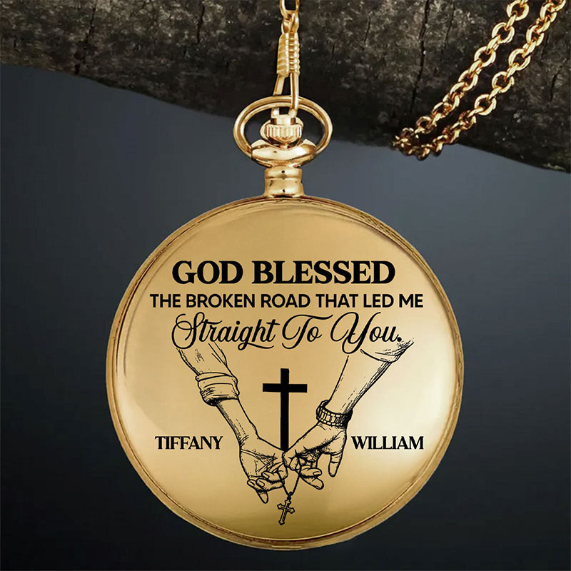 Personalized Infinite Love Infinite Us Pocket Watch with Custom Name Cross Pocket Watch Religious Gift for Couple Valentine's Day Gift