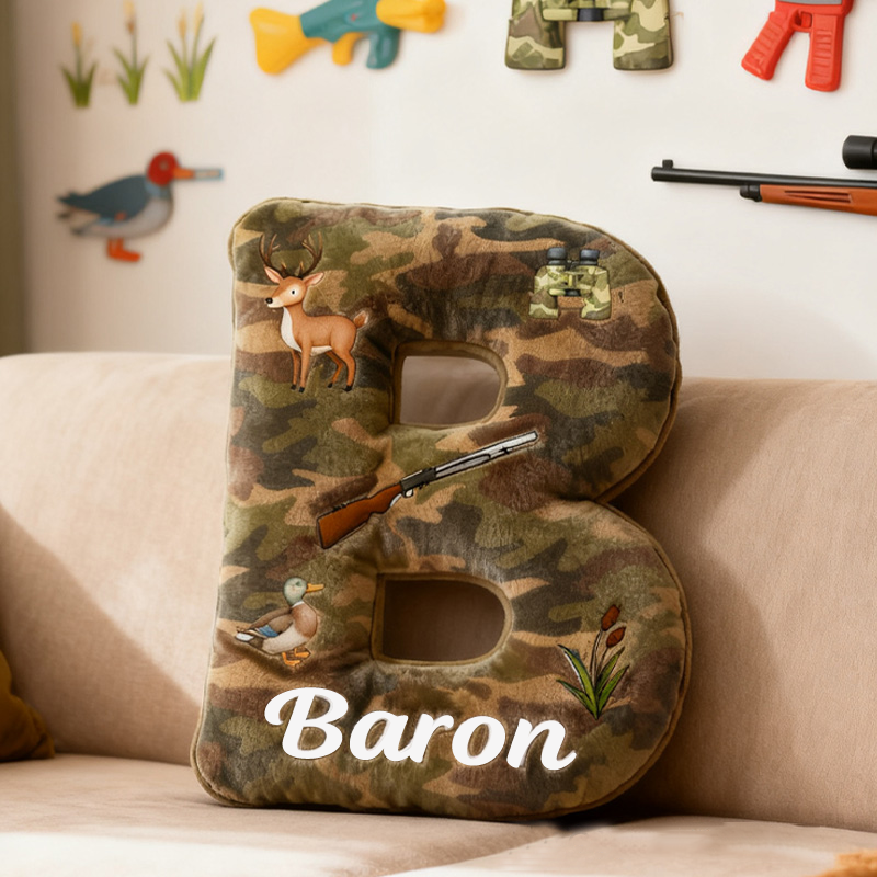 Personalized Hunting Kid Pillow Camouflage Hunting Themed Pillow Gifts for Kid Outdoor Hunting Enthusiasts
