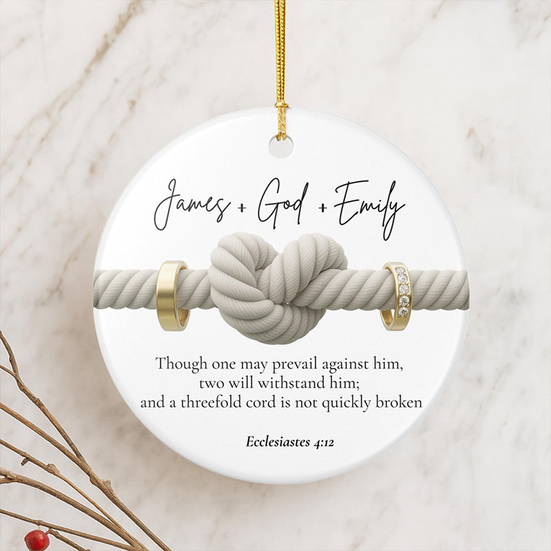 Personalized Ecclesiastes 4:12 Couple Christmas Ornament with Custom Names Christian Wedding Ornament Engagement or Anniversary Gift for Husband Wife
