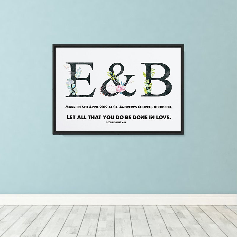 Personalized Let all that you do be Done in Love with Text Frameless Poster with Name Wedding Wall Decor Religious Gift for Couple