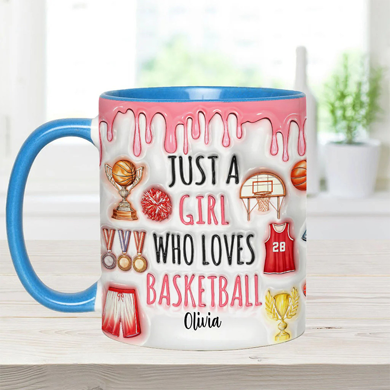 Personalized "Just a Girl Who Loves Basketball" Mug with Custom Text for Female Players and Fans