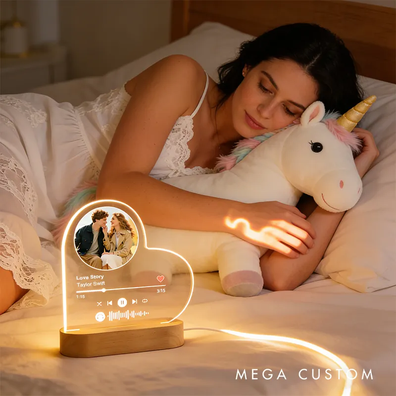 Personalized LED Song Plaque Couple Heart Night Light Custom Music Night Light Music Prints Photo Frame Lamp