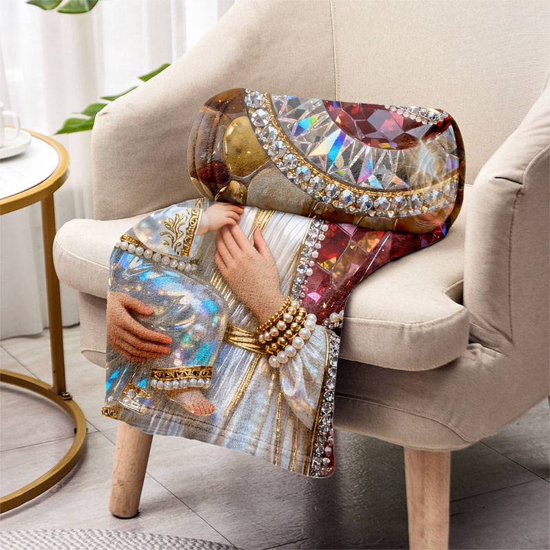 Personalized the Queen of Heaven Soft Throw Christian Blanket with Custom Name Virgin Mary and Baby Jesus Blanket Religious Gift Catholic Gift