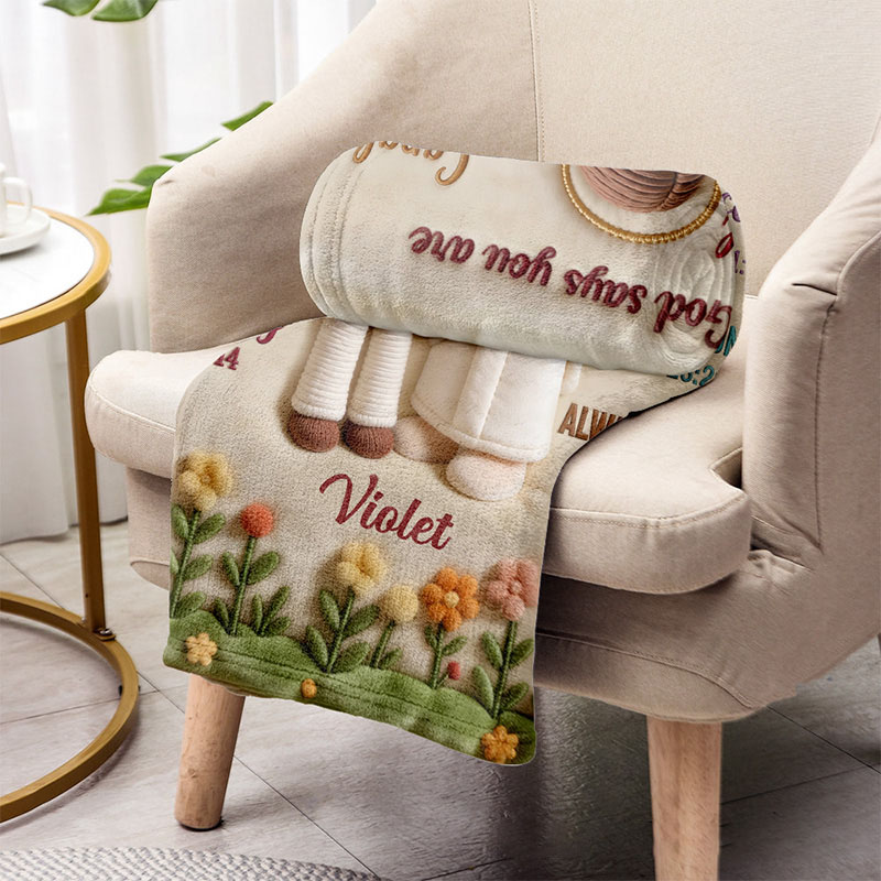 Personalized God Says You Are Soft Throw Christian Blanket with Custom Name and Photo Jesus Embracing You Graphic 3D Print Blanket Religious Gift