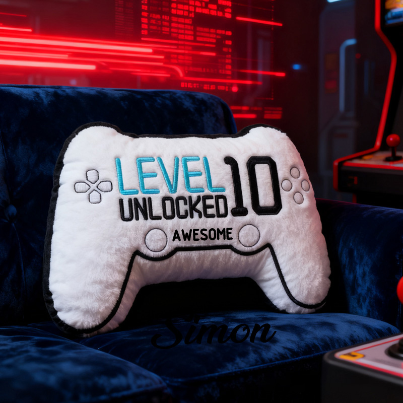 Personalized Level 10 Unlocked Awesome Gaming Controller Pillow Custom Gamer Lover Pillow Gift for Game Geek