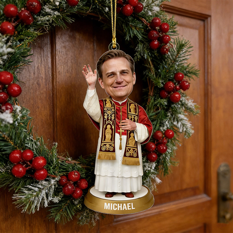 Personalized Photo Priest Acrylic Ornament with Custom Name Christian Funny Catholic Christmas Tree Decoration Religious Holiday Gift