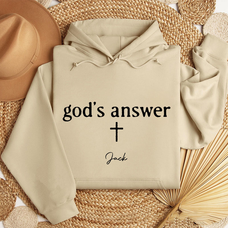 Personalized God's Plan God's Answer Matching Couple Christian Classic Hoodies with Custom Name Religious Gift Valentine Day Gift for Couple