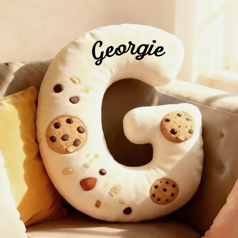 Personalized Cookie Letter Pillow Graphic 3D Print Kids Throw Pillow with Custom Name for Kids Baker Baking Lover