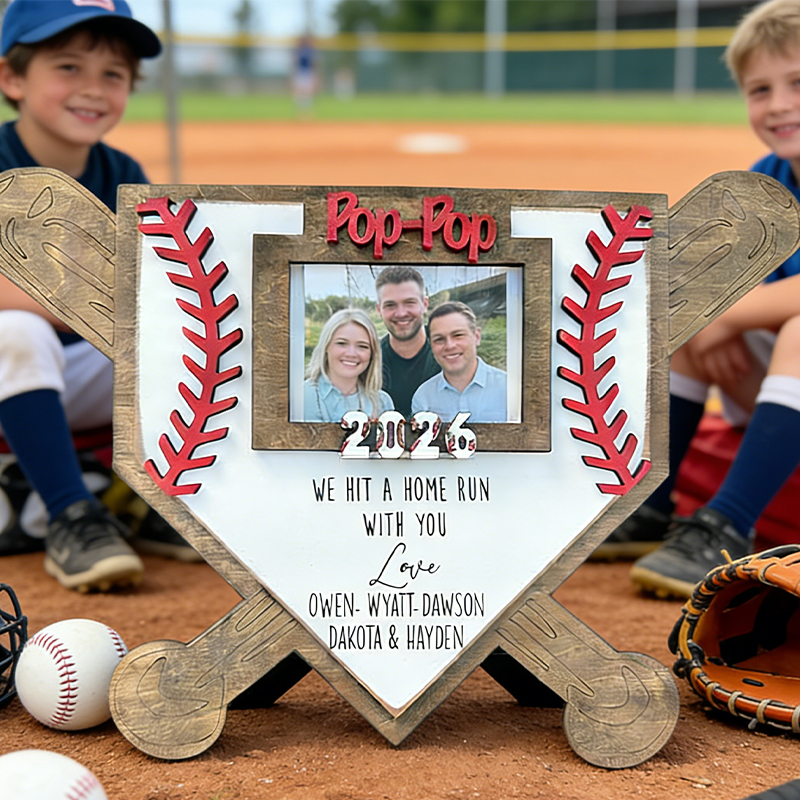 Personalized Baseball Home Plate Photo Frame with Custom Message for Family Memories