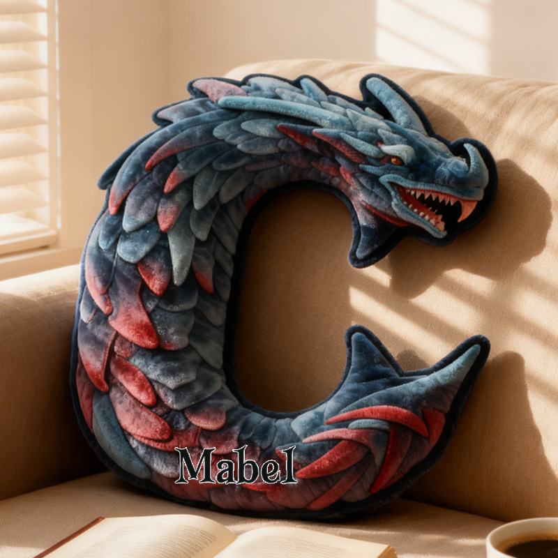 Personalized Dragon Alphabet Throw Pillow Dragon Letter Pillow with Name Graphic 3D Print Book Dragon Pillow for Kids Boys Girls Book Lover Christmas Gift