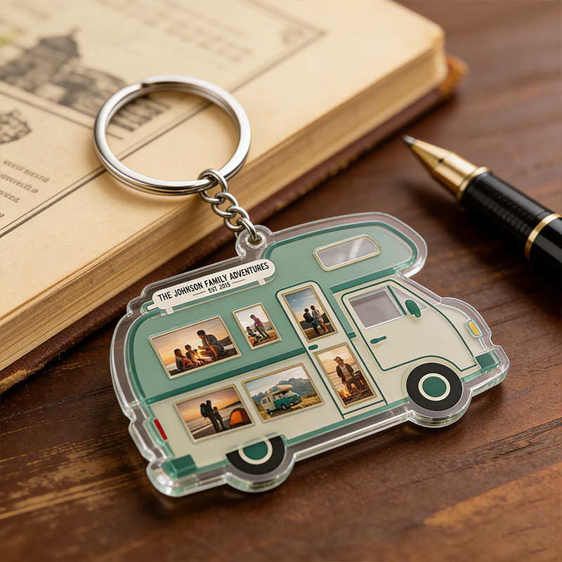Personalized Custom Family Adventure Keychain Family Camping Commemorative Keychain Gift for Camping Lover