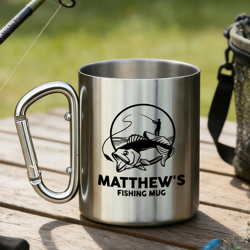 Personalised Fishing Travel Mug Custom Fishing Stainless Steel Mug Gift Outdoors Fishing Lover
