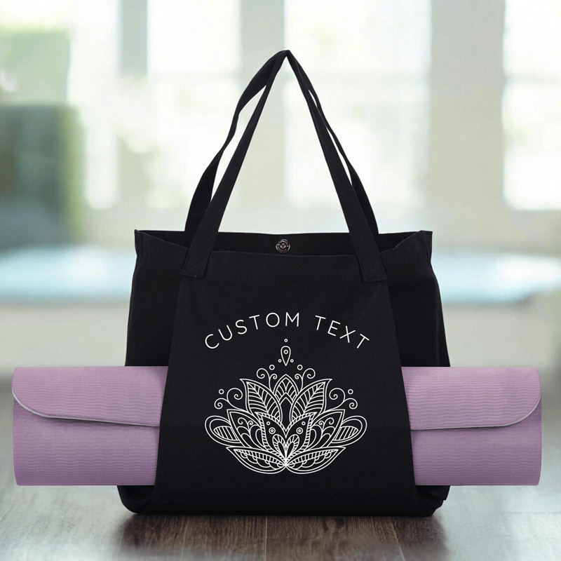 Personalized Lotus Yoga Mat Tote Bag Custom Canvas Pilates Bag Yoga Mat Holder Bag Yoga Lover Gift for Women Her