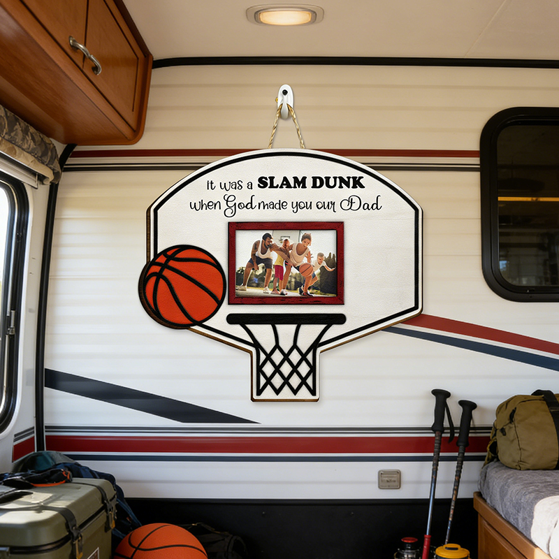 Personalized Basketball Hoop Photo Frame Wall Hanging  for Dad