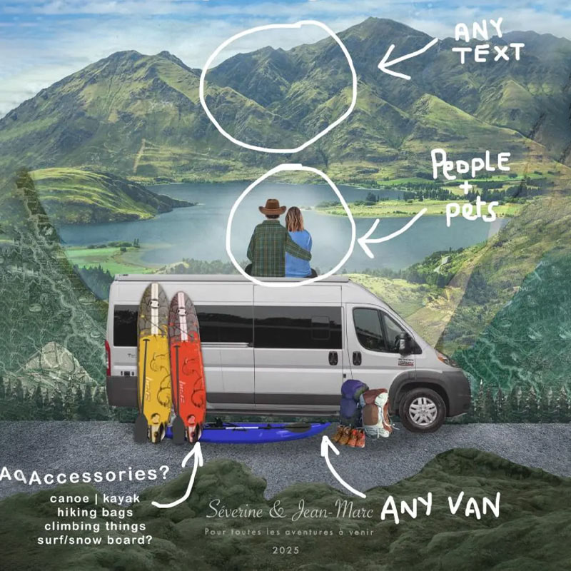 Personalized Camper Van Wall Art Prints Van Life Print Adventure Print Custom Anniversary Print Custom Room Decor Couples Print