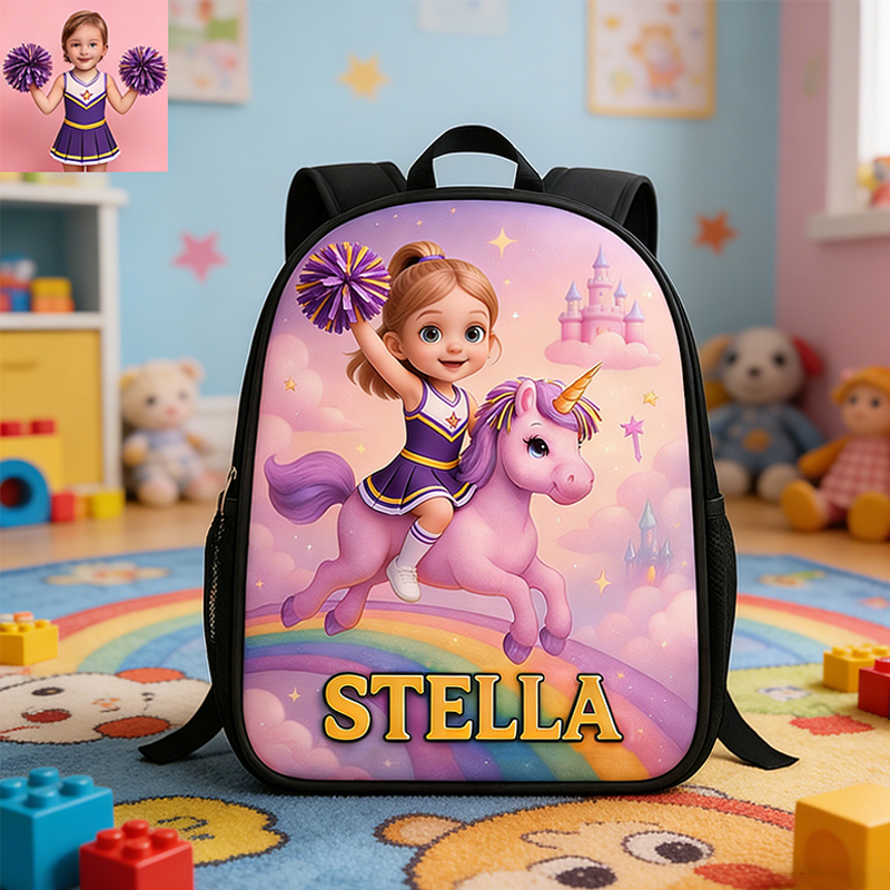 Personalized Cheerleading Unicorn Backpack with Custom Name Fun and Magical Gift for Girls