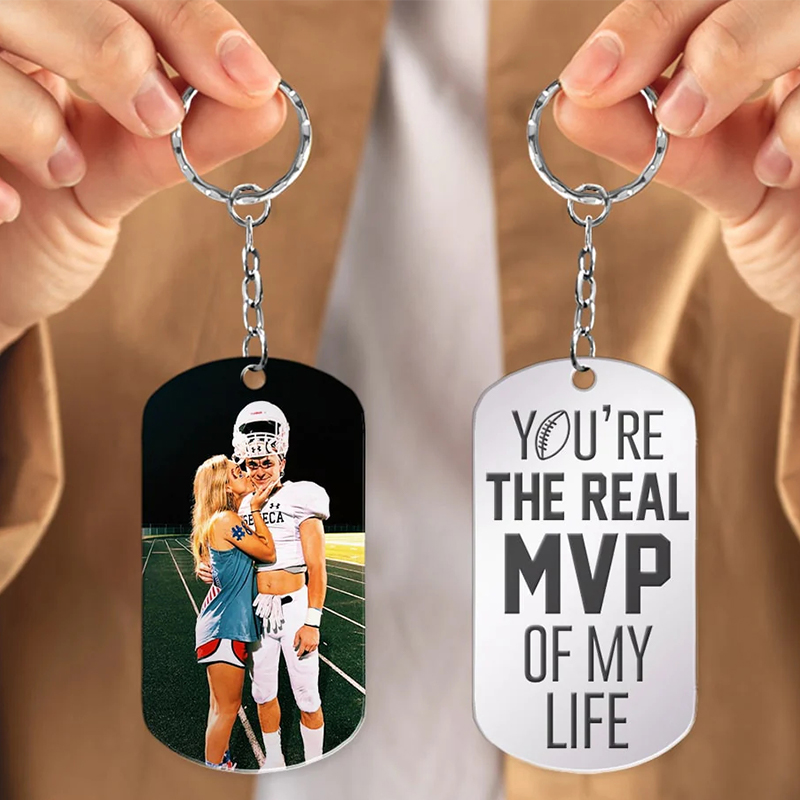 Personalized "You're the Real MVP" Football Keychain for Couples or Sports Fans Valentine's Day Gift 