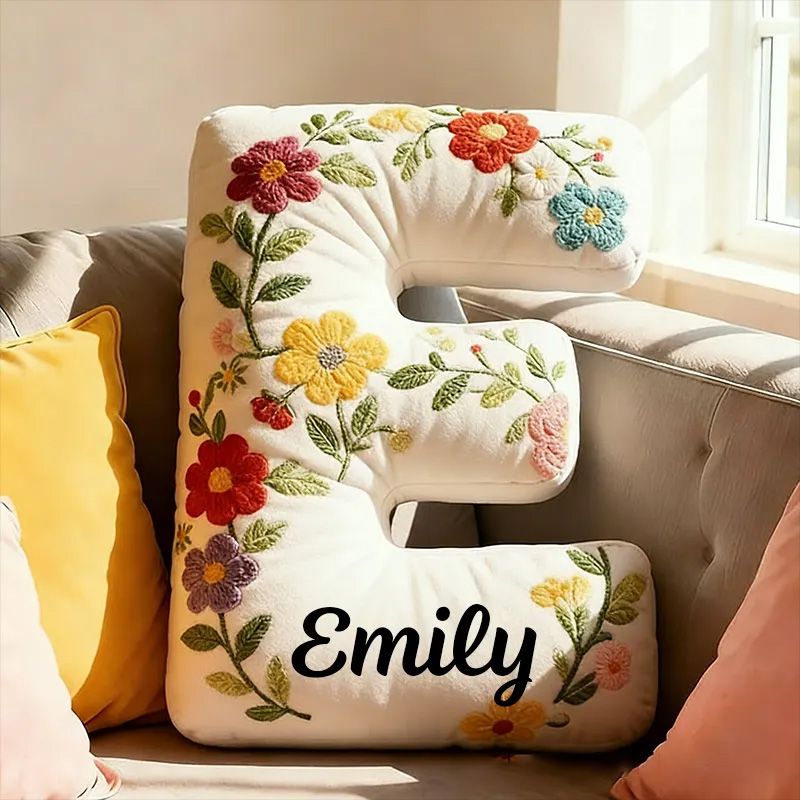 Personalized Letter Pillow with Name Graphic 3D Print Floral Design Custom Double Sided Pillow Gift for Kids Gardening Lovers Gift