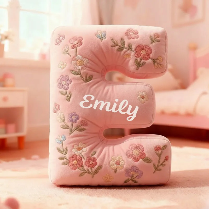 Personalized Letter Pillow Graphic 3D Print Cute Flower Custom Name Pillow Gift for Kids 