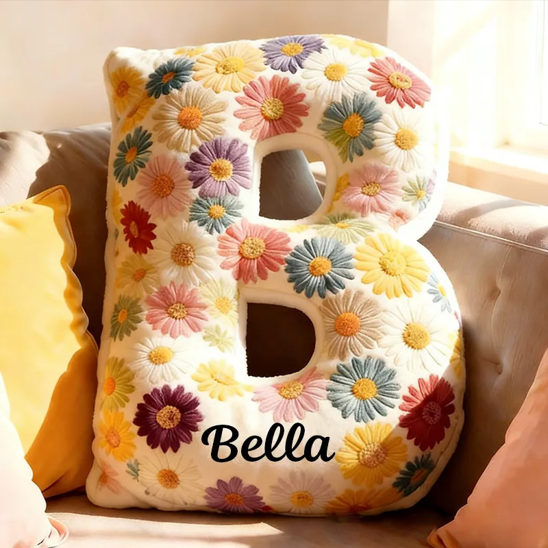 Personalized Cute Flower Letter Pillow Graphic 3D Print Butterfly Custom Name Pillow Gift for Kids 