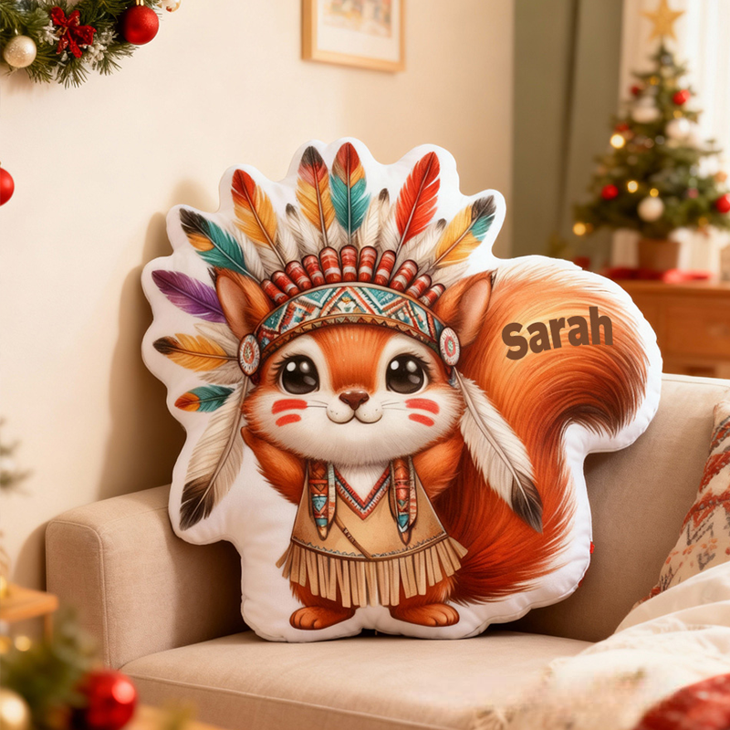 Personalized Cute Squirrels and Kapibala with Name Graphic 3D Print Pillow Christmas Gift for Kids or Baby Birthday Gift